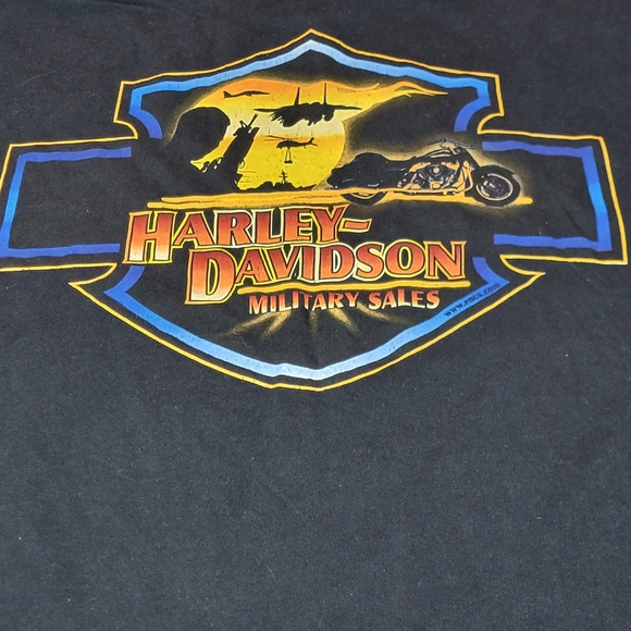 Harley-Davidson Military Sales T-Shirt Men XL Patriotic Plane Biker Motorcycle - Picture 7 of 7